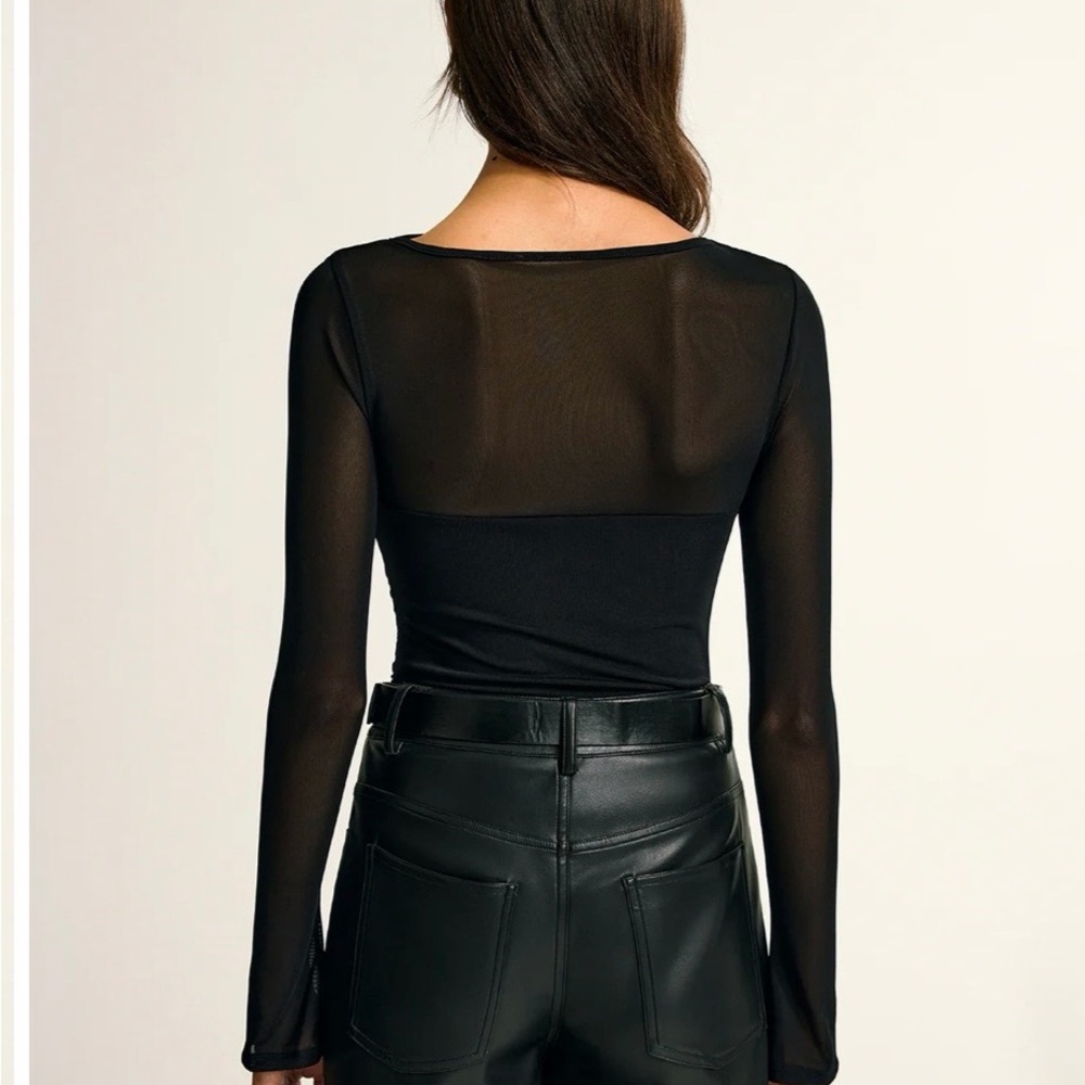 NWT Commense Black Sheer Sleeve Bodysuit - Picture 3 of 6